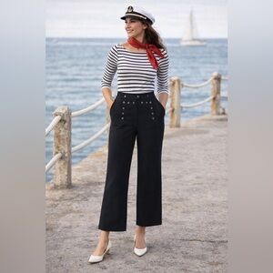 QUARTERDECK COLLECTION Women’s THE PERFECT FIT Black Wide Leg Sailor Pants NEW